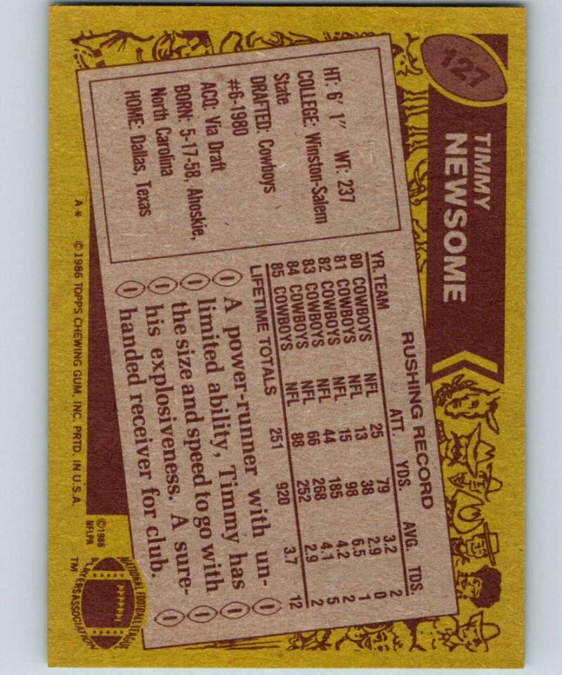 1986 Topps #127 Timmy Newsome Cowboys NFL Football