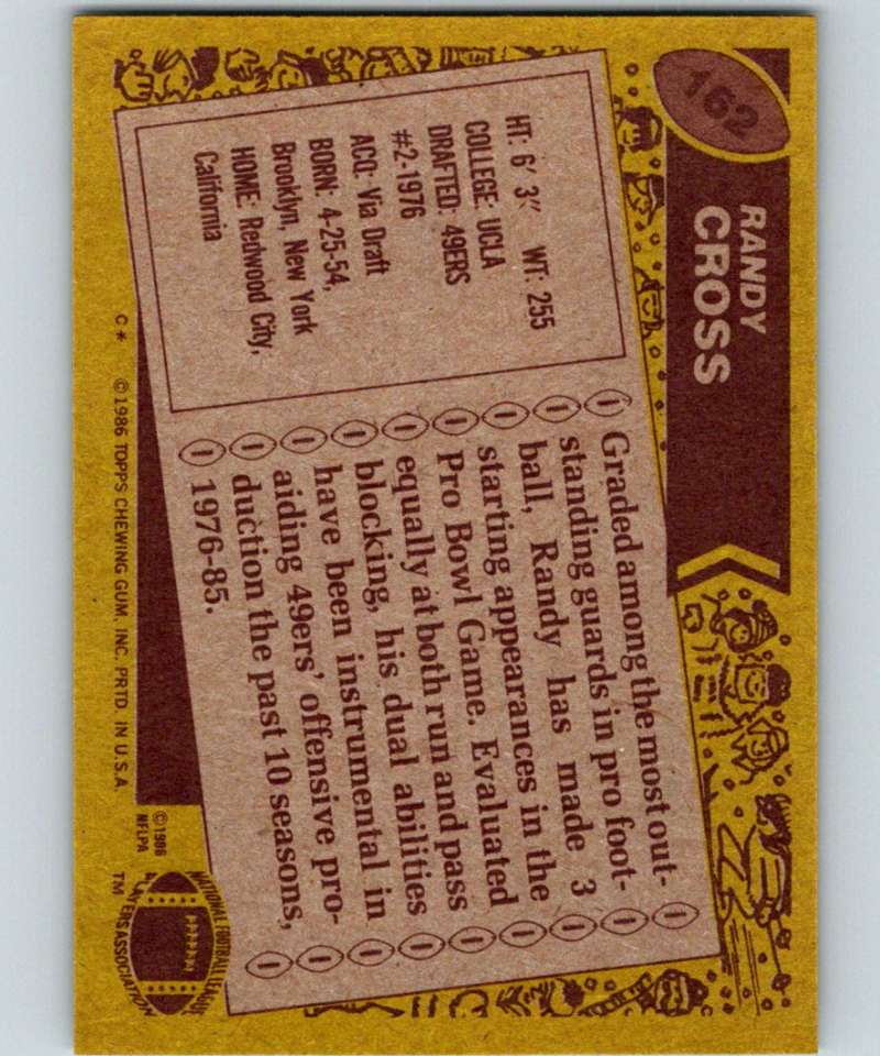 1986 Topps #162 Randy Cross 49ers NFL Football