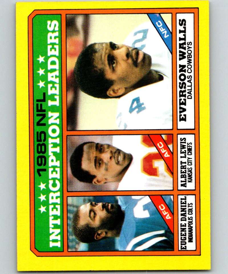 1986 Topps #229 Daniel/Lewis/Walls Interception Leaders LL NFL Football Image 1