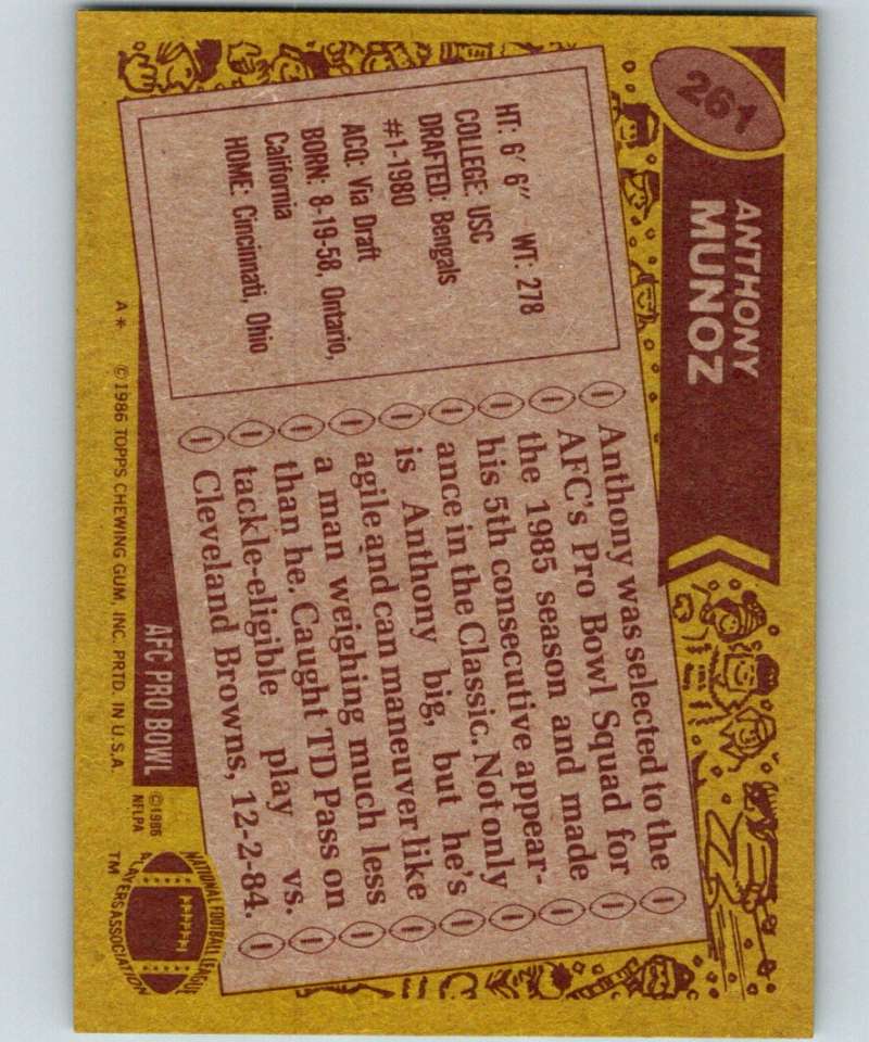 1986 Topps #261 Anthony Munoz Bengals NFL Football