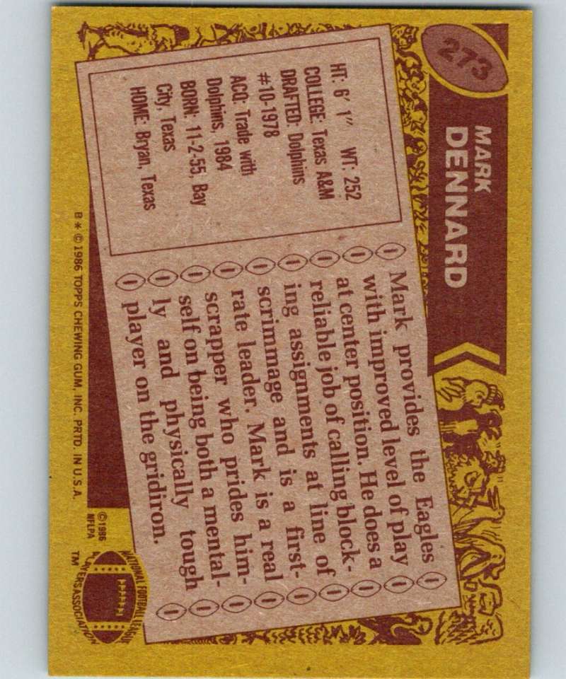 1986 Topps #273 Mark Dennard Eagles NFL Football