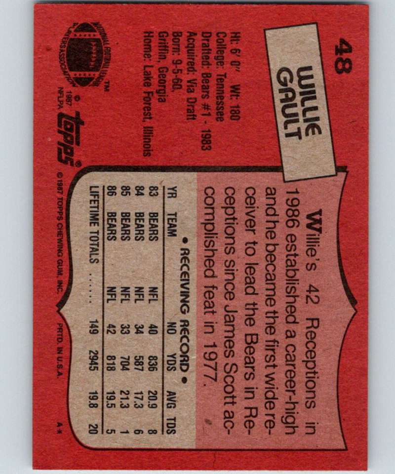 1987 Topps #48 Willie Gault Bears NFL Football