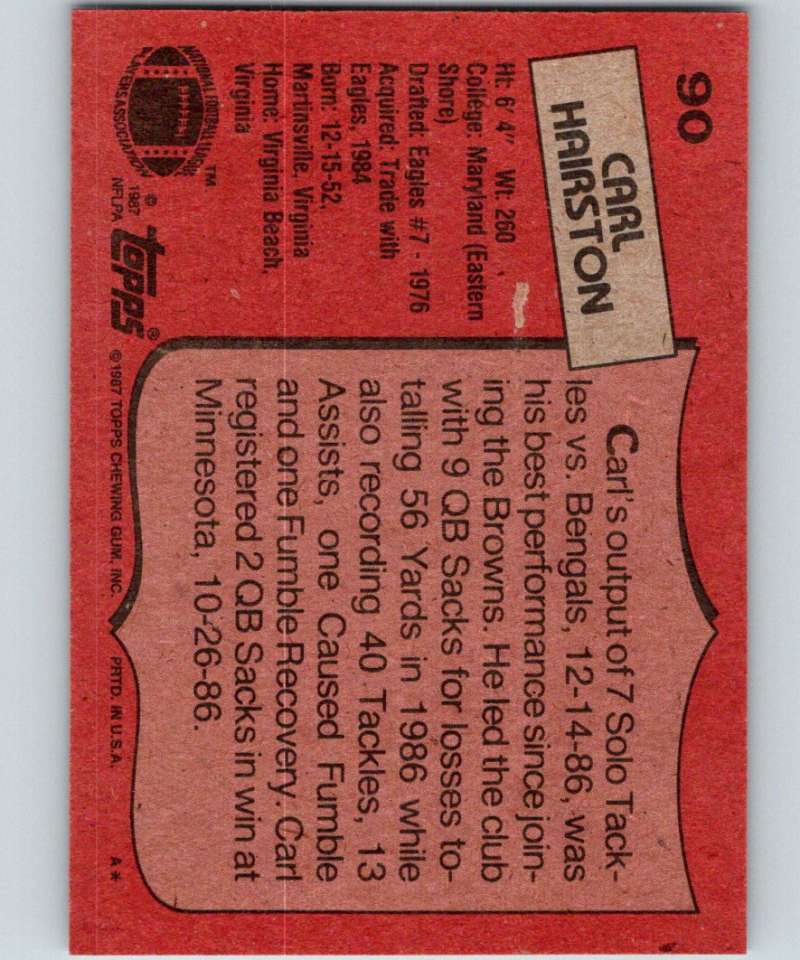 1987 Topps #90 Carl Hairston Browns NFL Football