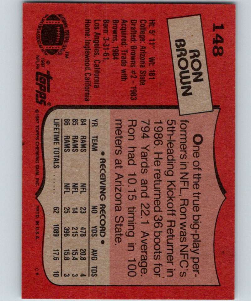 1987 Topps #148 Ron Brown LA Rams NFL Football