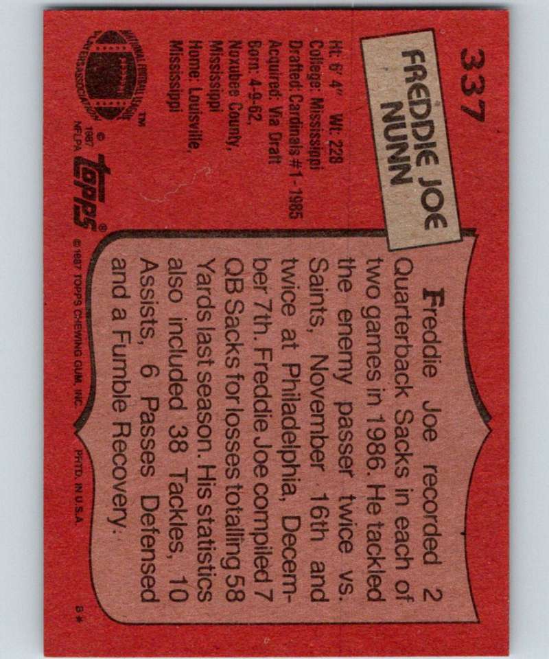 1987 Topps #337 Freddie Joe Nunn Cardinals NFL Football