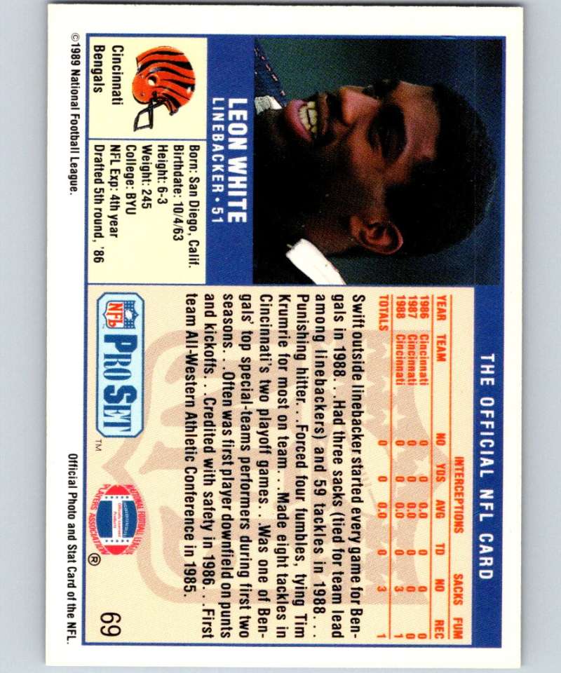 1989 Pro Set #69 Leon White Bengals NFL Football