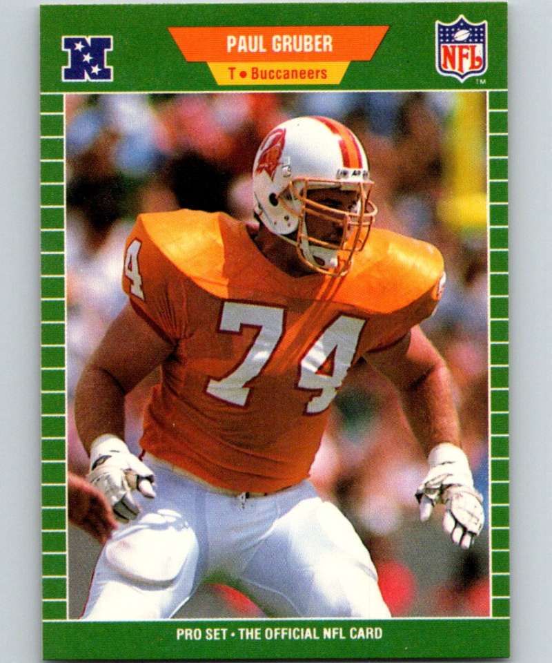 1989 Pro Set #411 Paul Gruber RC Rookie Buccaneers NFL Football Image 1