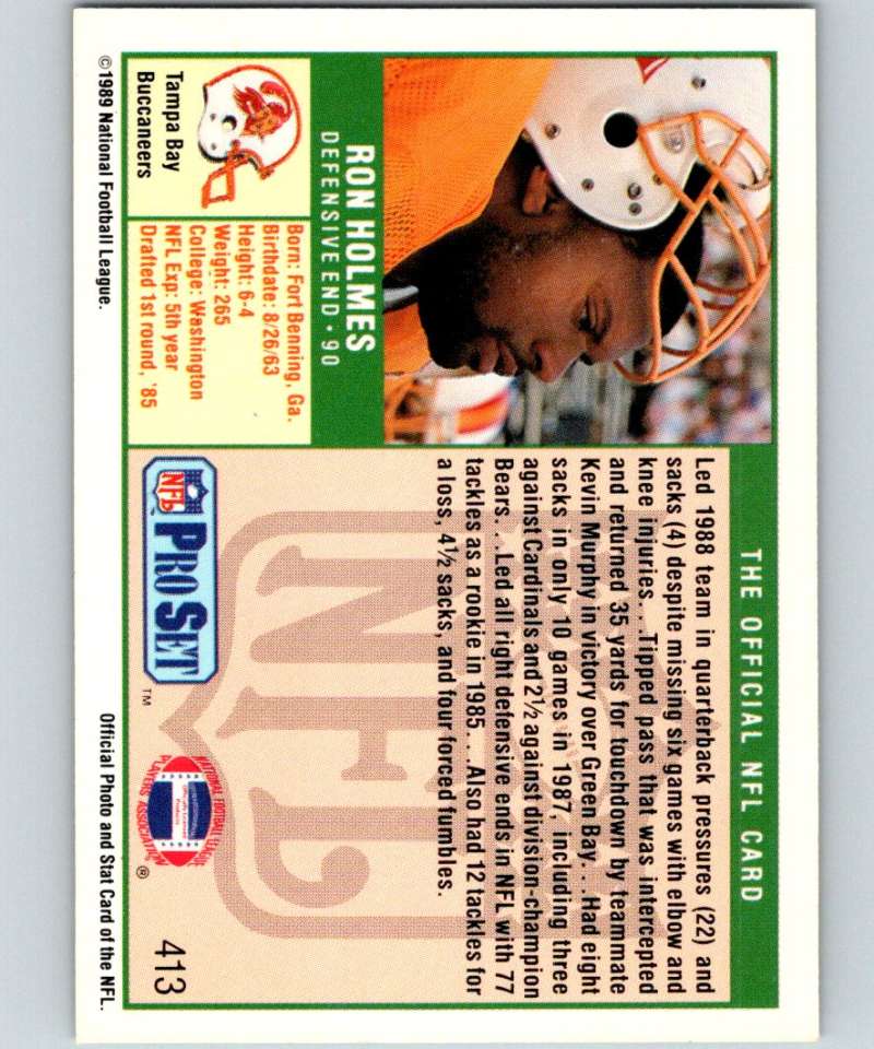 1989 Pro Set #413 Ron Holmes Buccaneers NFL Football Image 2