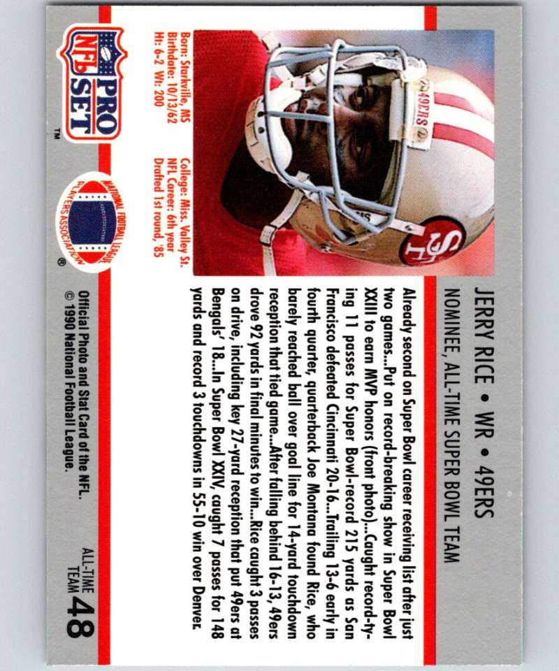 1990 Pro Set Super Bowl 160 #48 Jerry Rice 49ers NFL Football
