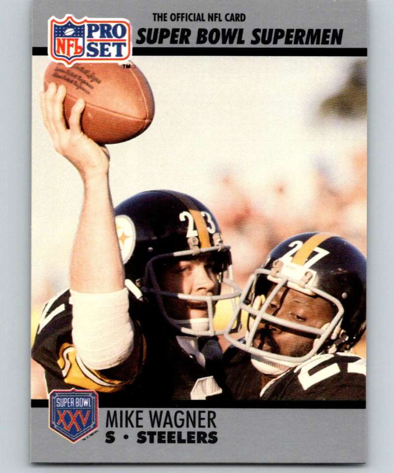 1990 Pro Set Super Bowl 160 #114 Mike Wagner Steelers NFL Football Image 1
