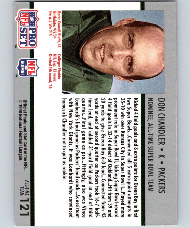 1990 Pro Set Super Bowl 160 #121 Don Chandler Packers NFL Football