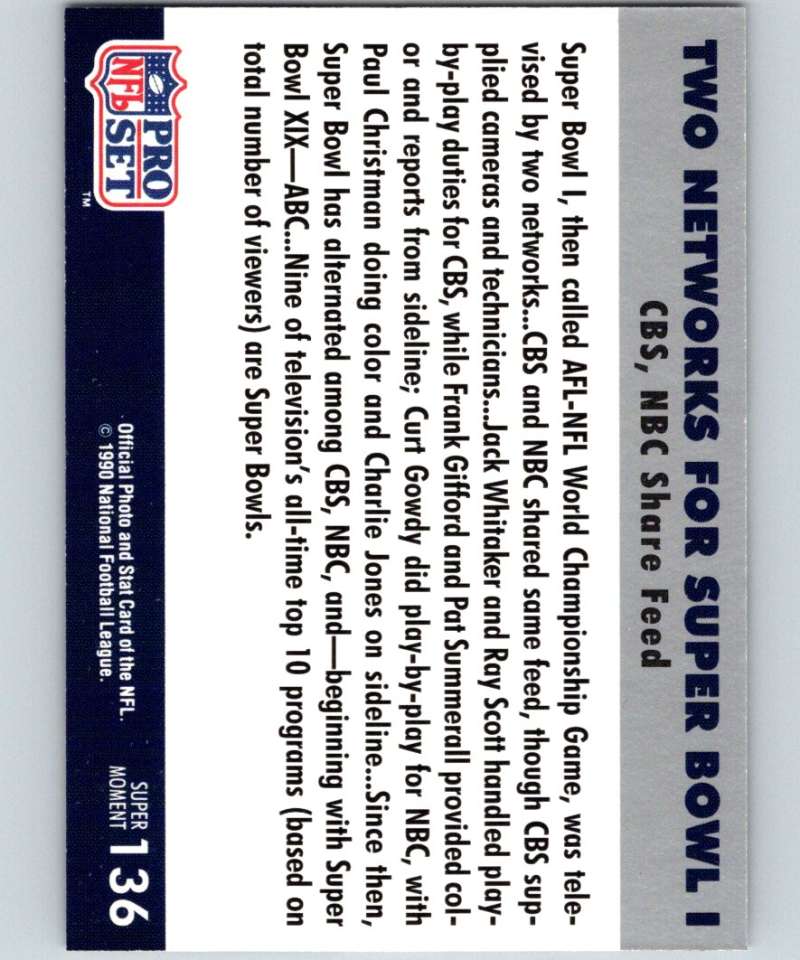 1990 Pro Set Super Bowl 160 #136 Two Networks NFL Football Image 2