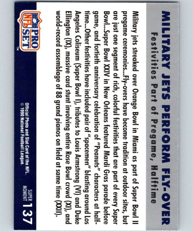 1990 Pro Set Super Bowl 160 #137 First Fly-Over NFL Football Image 2