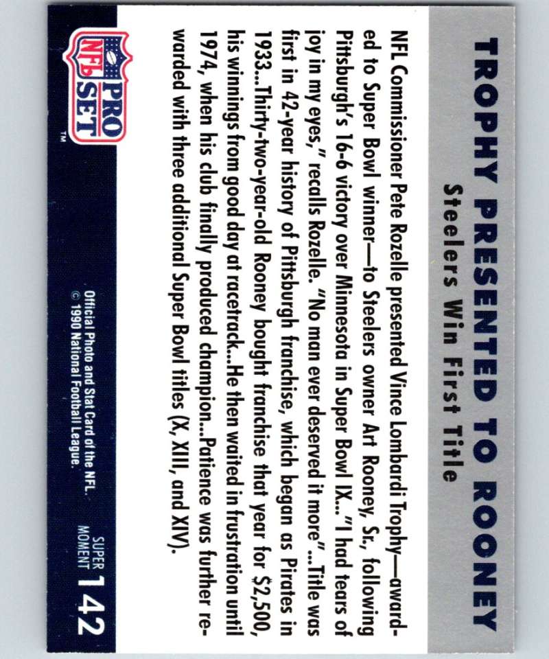 1990 Pro Set Super Bowl 160 #142 Pete Rozelle/Art Rooney Steelers NFL Football