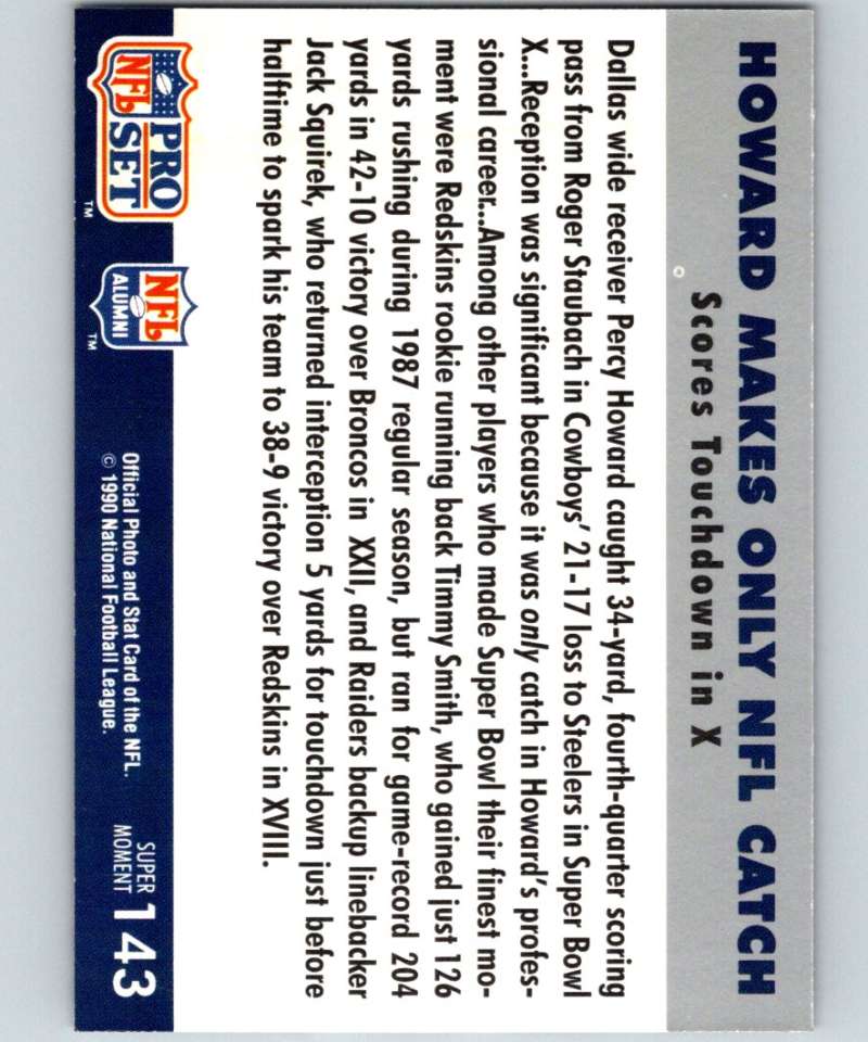 1990 Pro Set Super Bowl 160 #143 Percy Howard Cowboys NFL Football Image 2