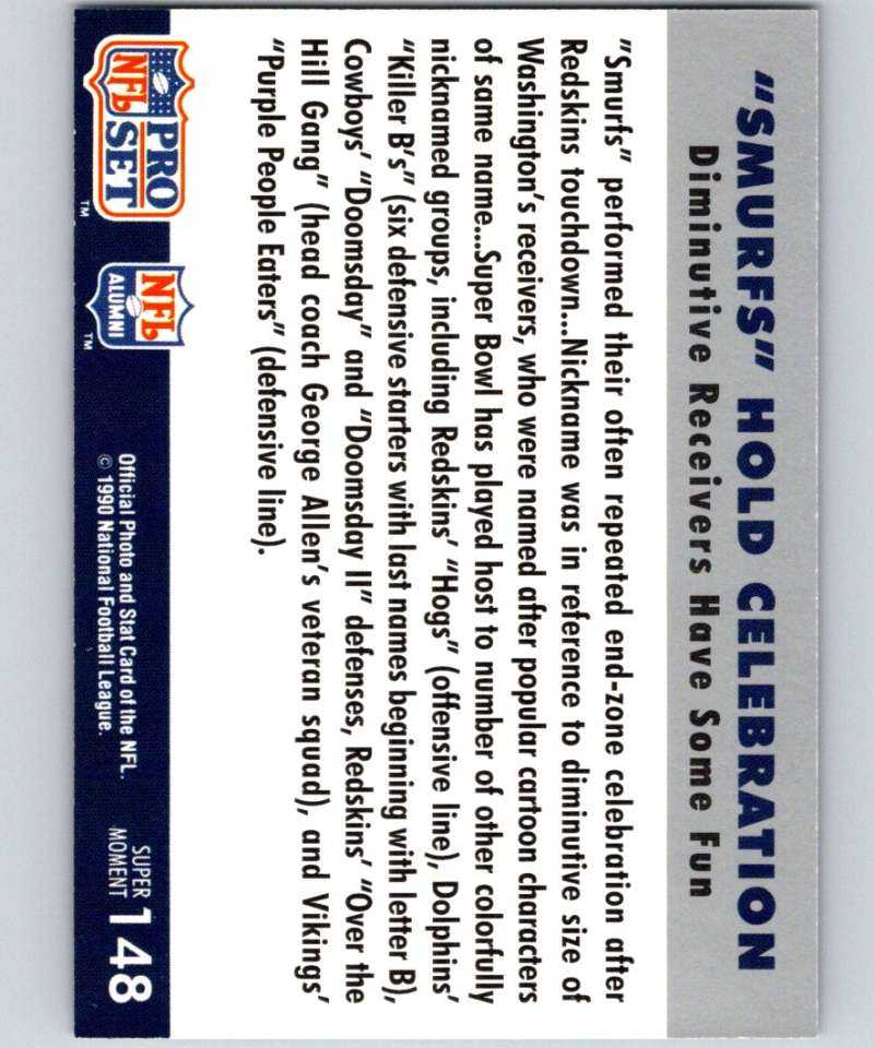 1990 Pro Set Super Bowl 160 #148 Smurfs Redskins Redskins NFL Football Image 2