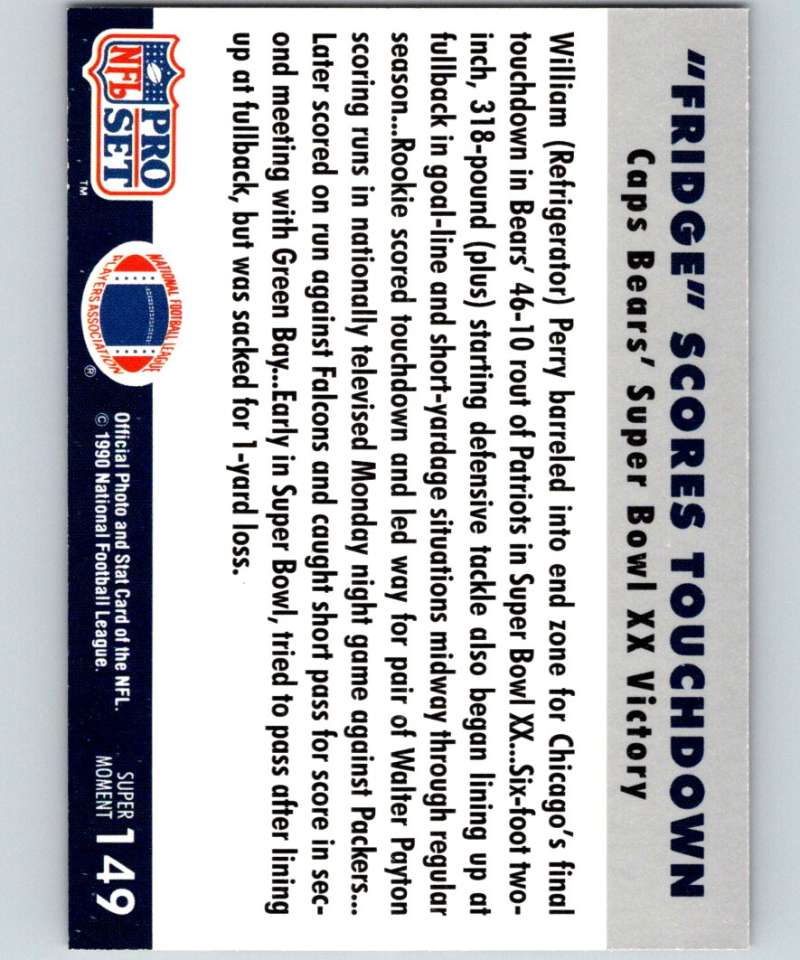 1990 Pro Set Super Bowl 160 #149 William Perry Bears NFL Football