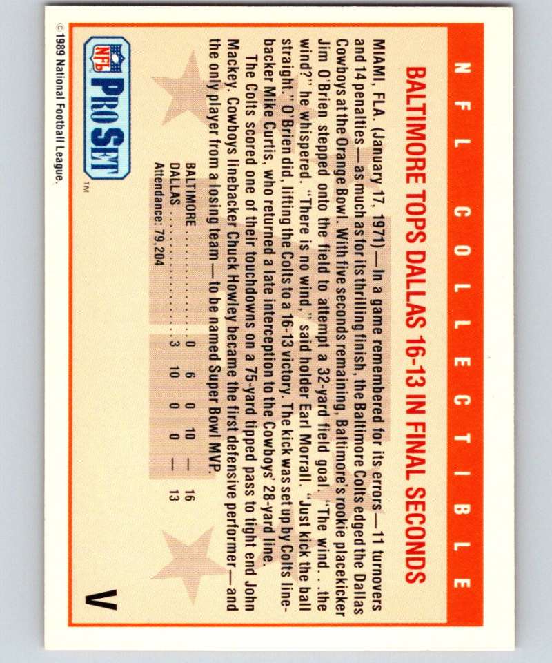 1989 Pro Set Super Bowl Logos #5 Super Bowl V NFL Football