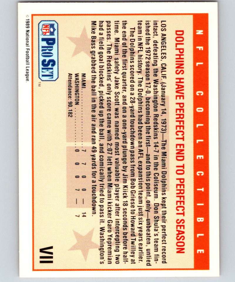 1989 Pro Set Super Bowl Logos #7 Super Bowl VII NFL Football Image 2