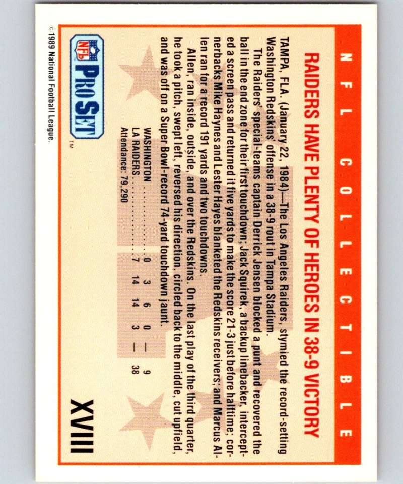 1989 Pro Set Super Bowl Logos #18 Super Bowl XVIII NFL Football