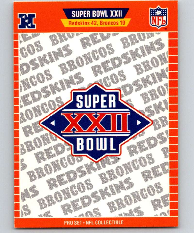 1989 Pro Set Super Bowl Logos #22 Super Bowl XXII NFL Football Image 1