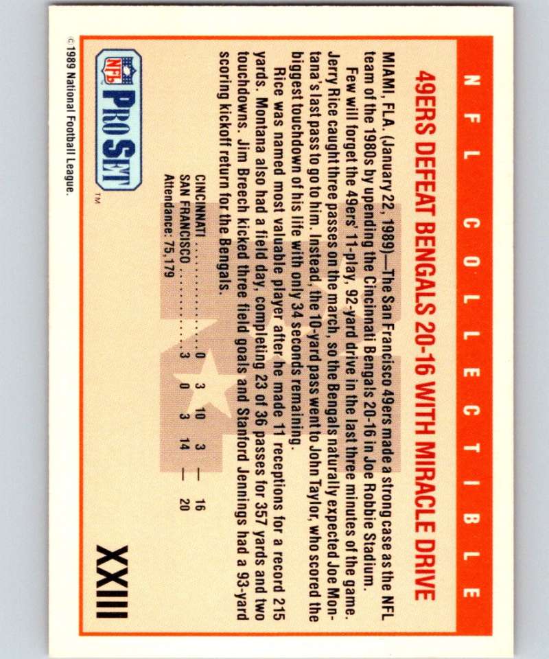 1989 Pro Set Super Bowl Logos #23 Super Bowl XXIII NFL Football Image 2