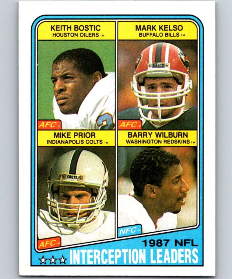 1988 Topps #219 Bostic/Kelso/Prior/ Wilburn Leaders NFL Football Image 1
