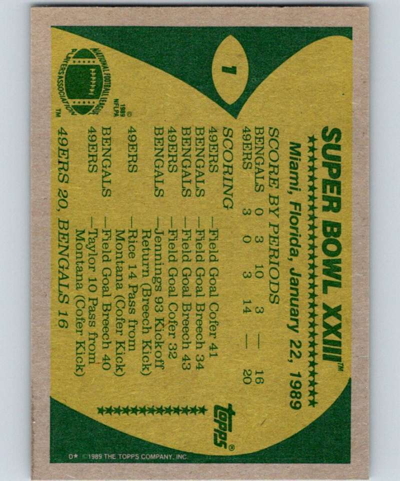1989 Topps #1 Super Bowl XXIII 49ers NFL Football