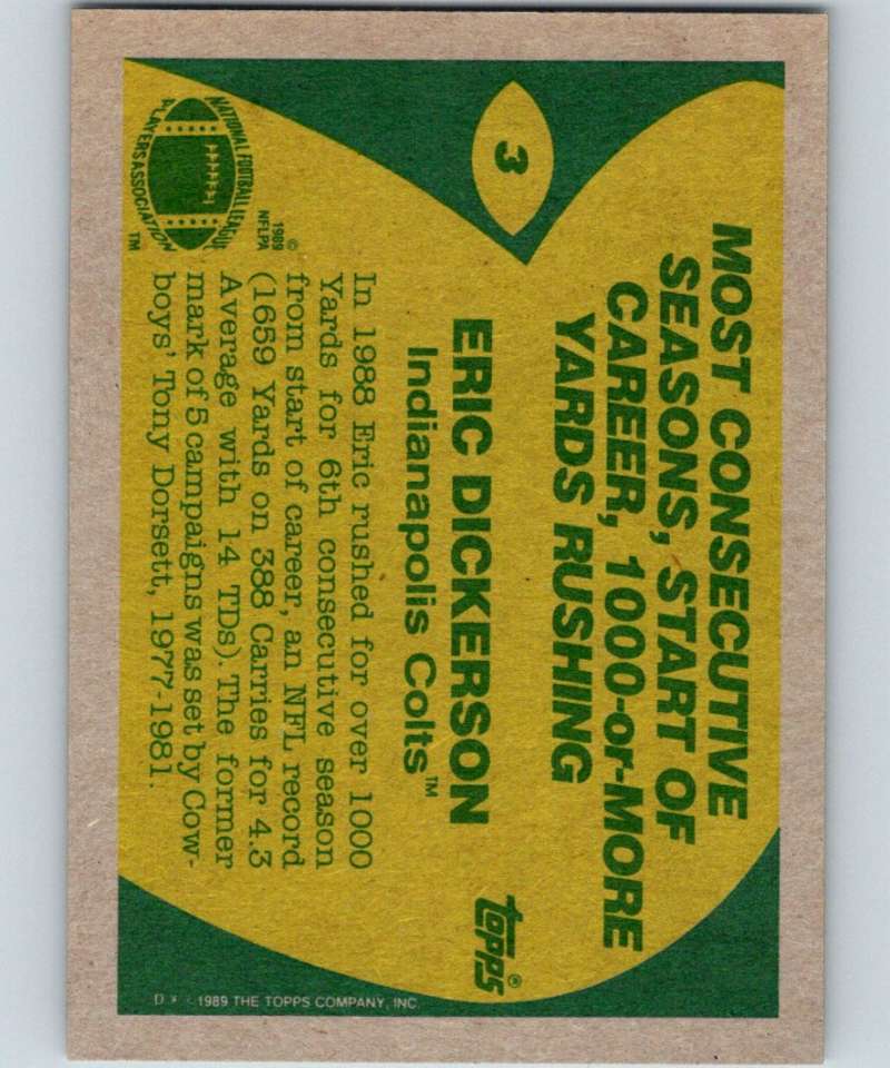 1989 Topps #3 Eric Dickerson Colts RB NFL Football