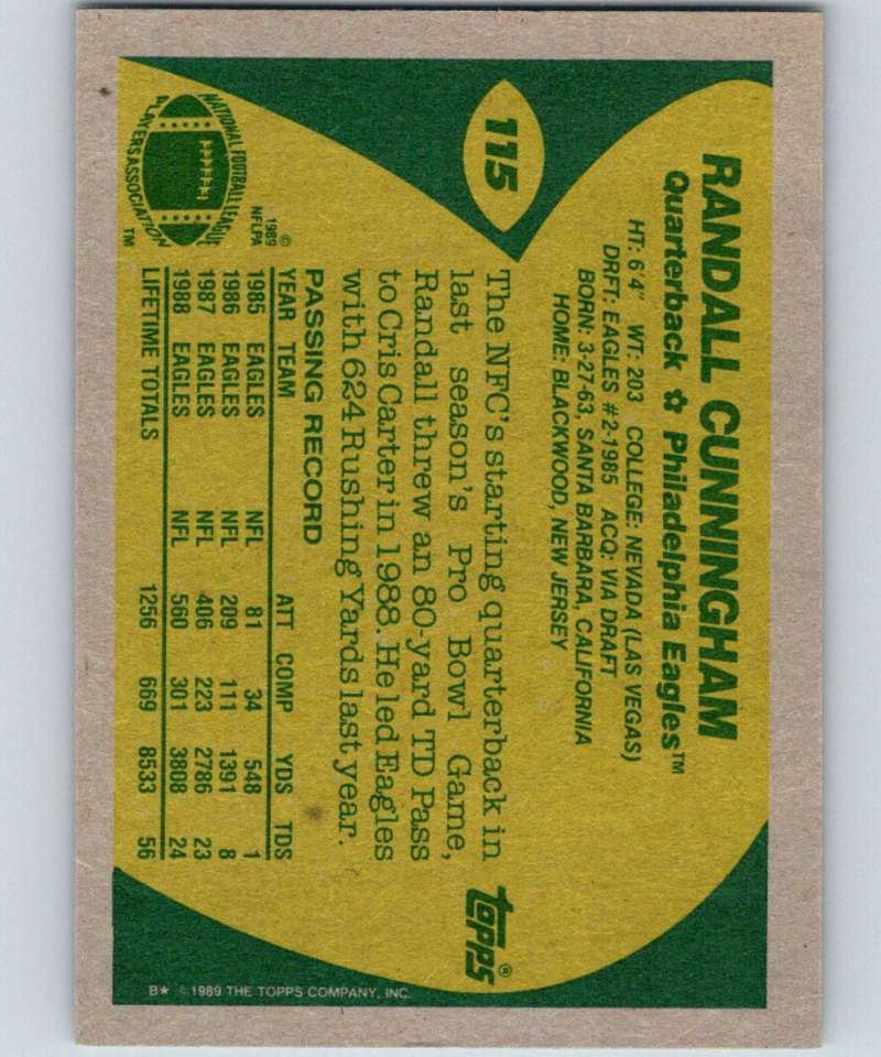 1989 Topps #115 Randall Cunningham Eagles NFL Football