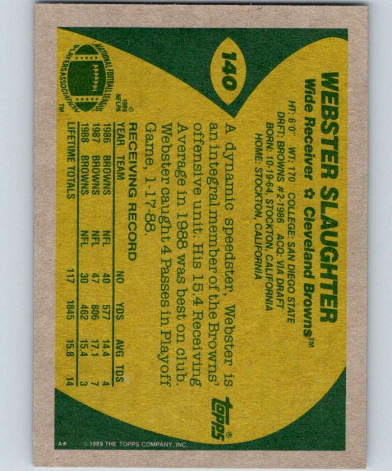 1989 Topps #140 Webster Slaughter Browns NFL Football