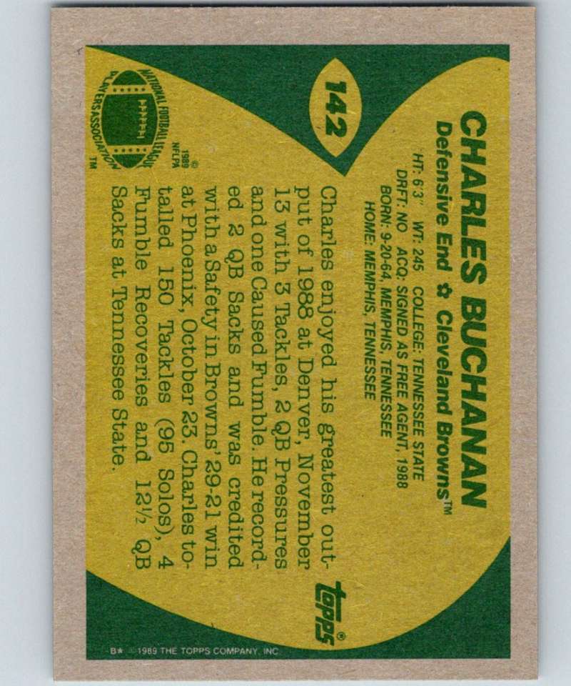1989 Topps #142 Charles Buchanan Browns NFL Football