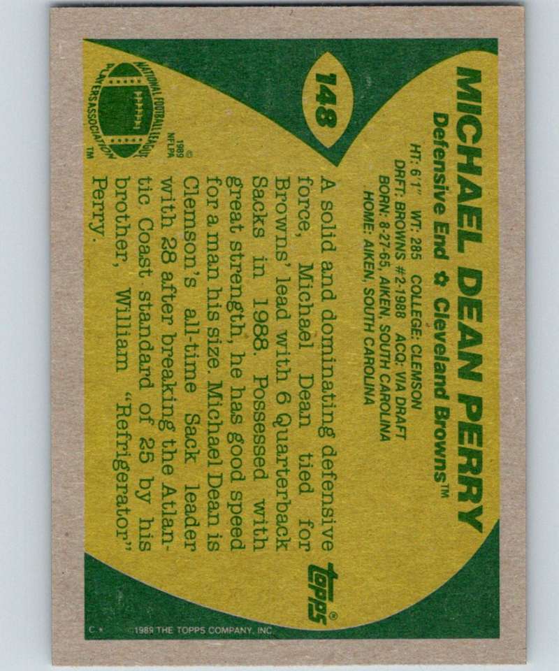 1989 Topps #148 Michael Dean Perry RC Rookie Browns NFL Football