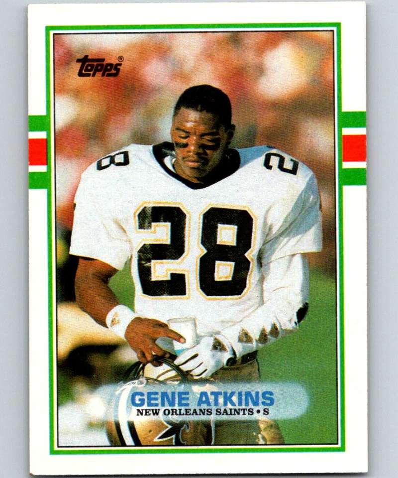 1989 Topps #161 Gene Atkins RC Rookie Saints NFL Football Image 1