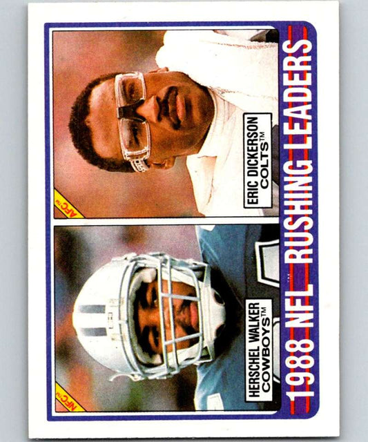 1989 Topps #219 Herschel Walker/Eric Dickerson Rushing Leaders NFL Football Image 1