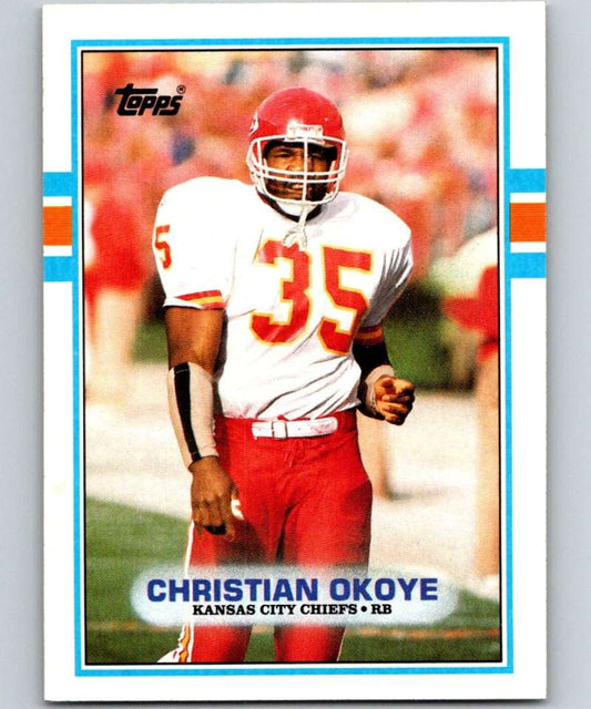 1989 Topps #353 Christian Okoye Chiefs NFL Football Image 1