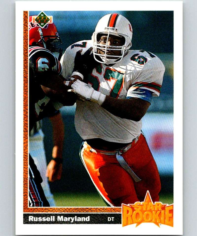 1991 Upper Deck #5 Russell Maryland RC Rookie Cowboys SR NFL Football Image 1