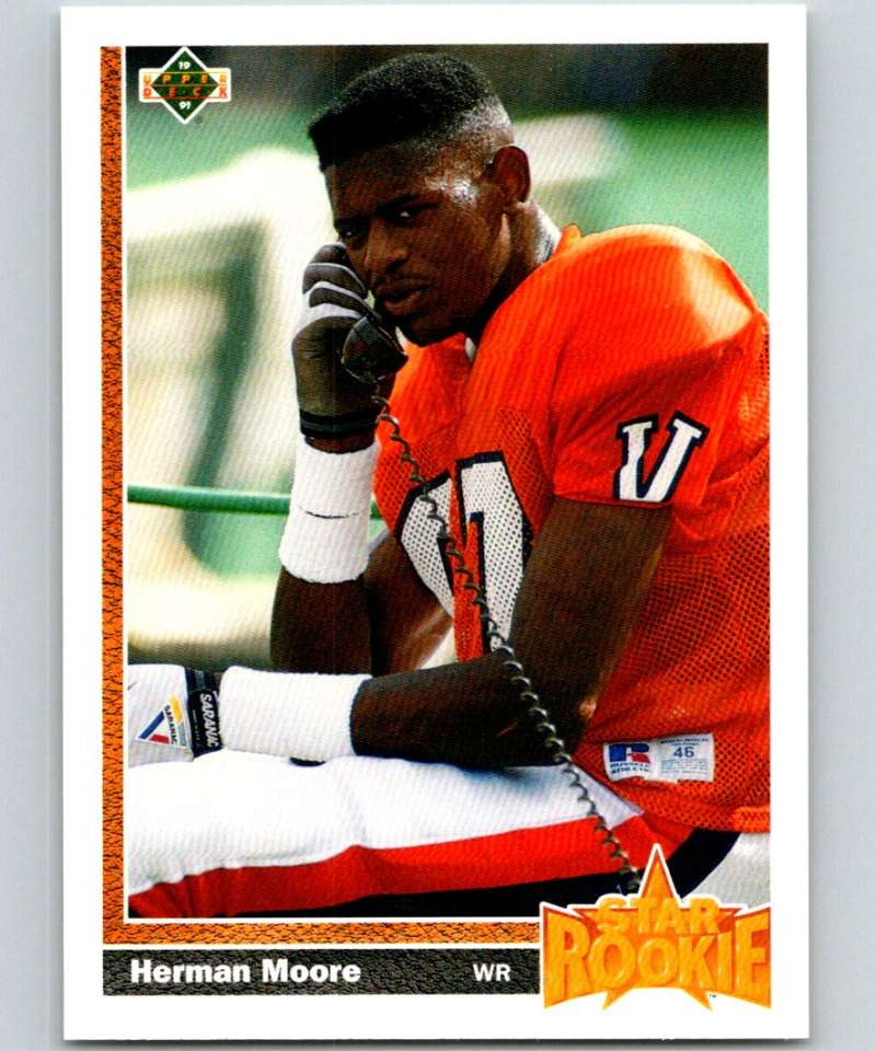 1991 Upper Deck #17 Herman Moore RC Rookie Lions SR NFL Football Image 1