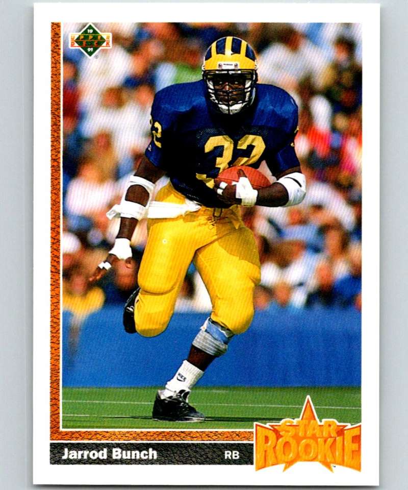 1991 Upper Deck #25 Jarrod Bunch RC Rookie NY Giants SR NFL Football Image 1
