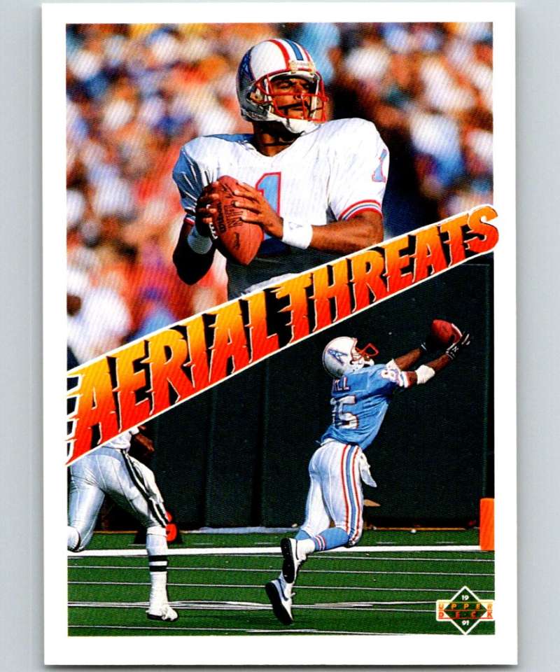 1991 Upper Deck #33 Warren Moon/Drew Hill Oilers AT NFL Football Image 1