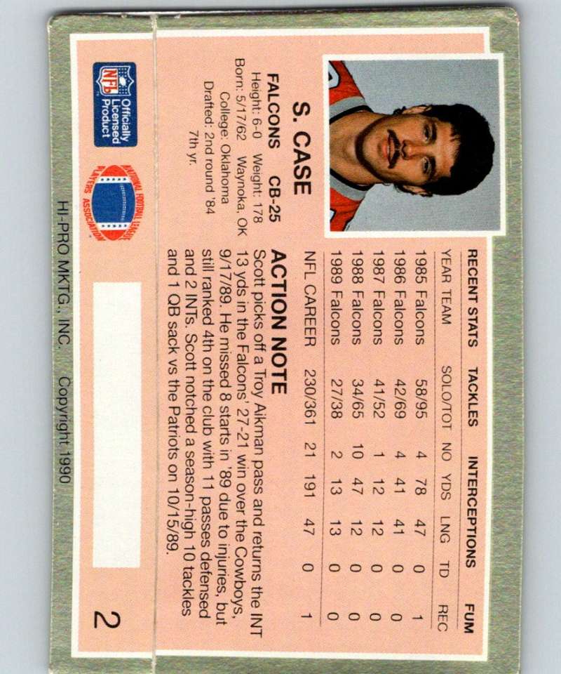 1990 Action Packed #2 Scott Case Falcons NFL Football