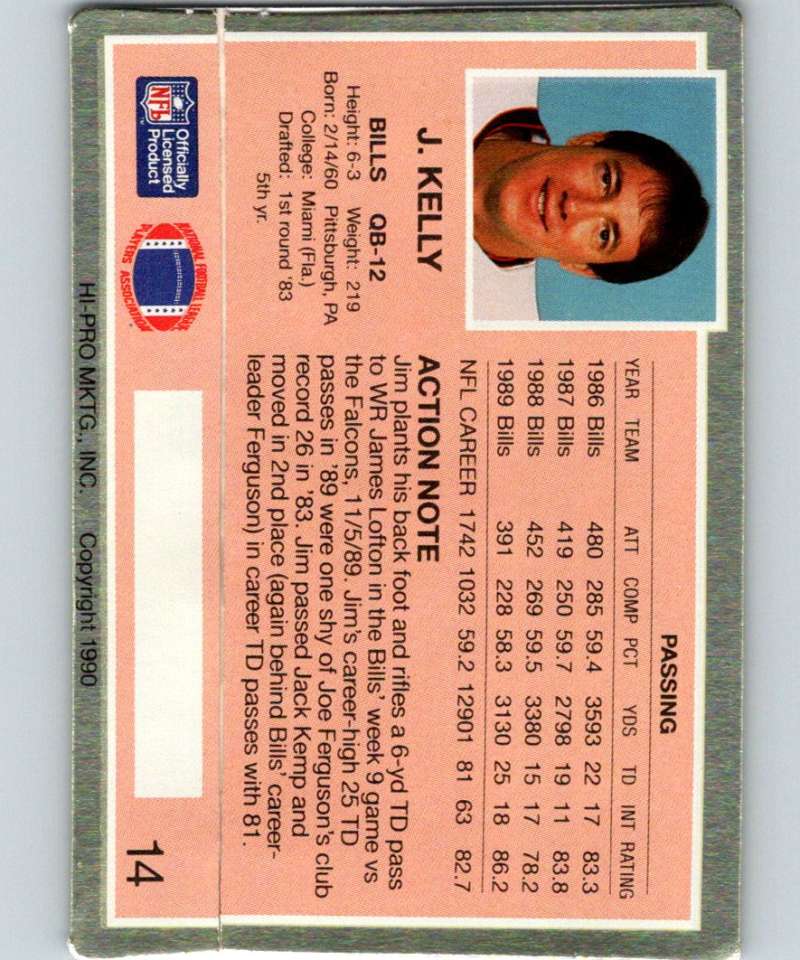 1990 Action Packed #14 Jim Kelly Bills NFL Football