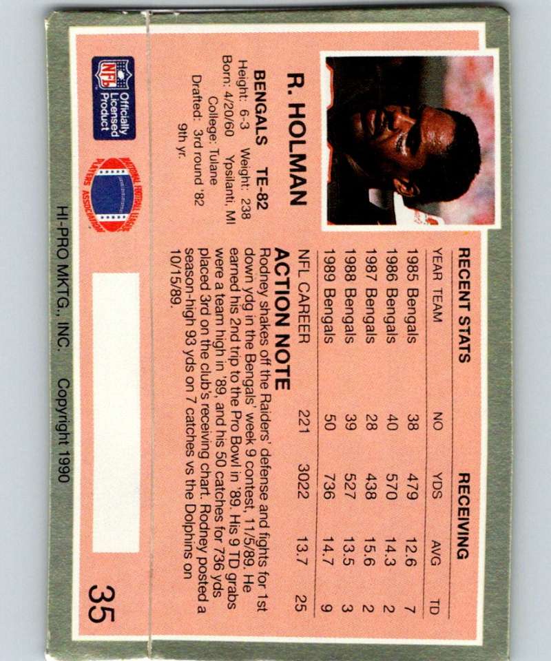 1990 Action Packed #35 Rodney Holman Bengals NFL Football Image 2