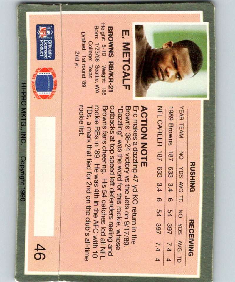 1990 Action Packed #46 Eric Metcalf Browns NFL Football