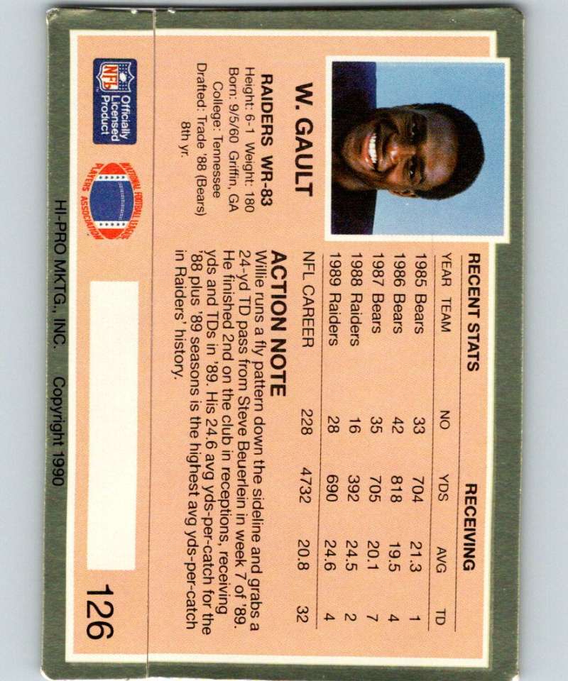 1990 Action Packed #126 Willie Gault LA Raiders NFL Football