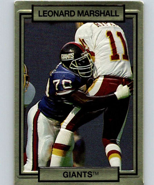 1990 Action Packed #185 Leonard Marshall NY Giants NFL Football Image 1