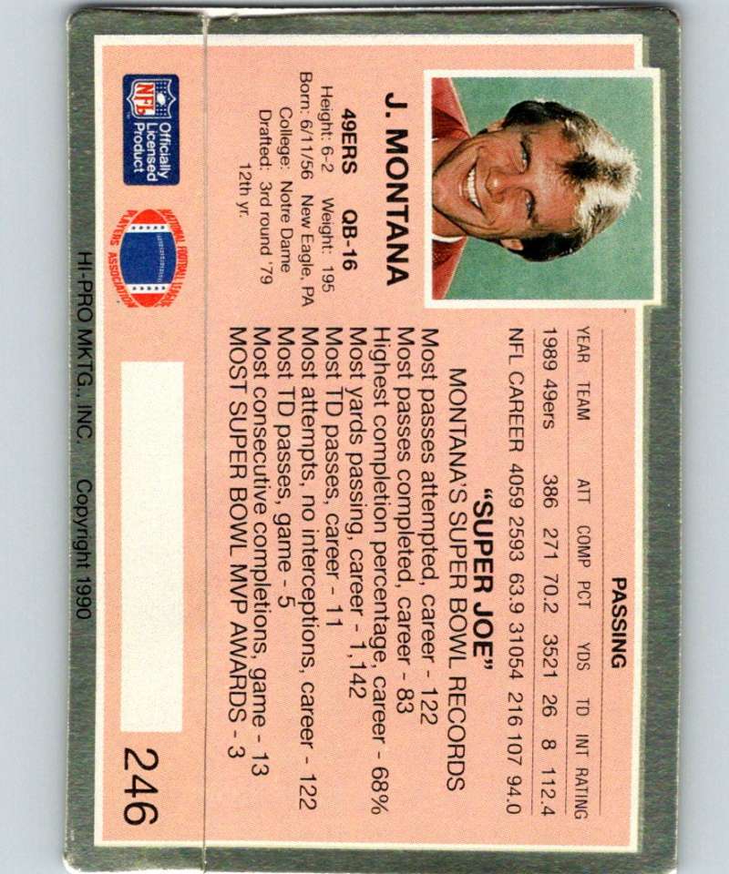 1990 Action Packed #246 Joe Montana 49ers NFL Football