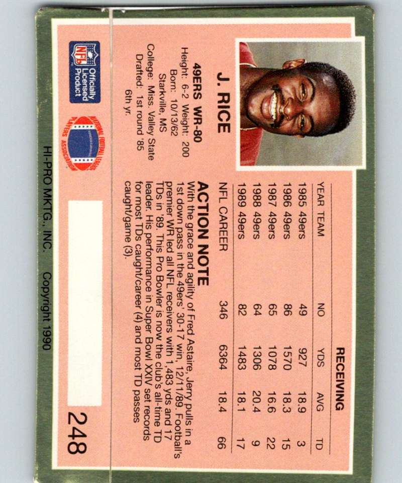 1990 Action Packed #248 Jerry Rice 49ers NFL Football