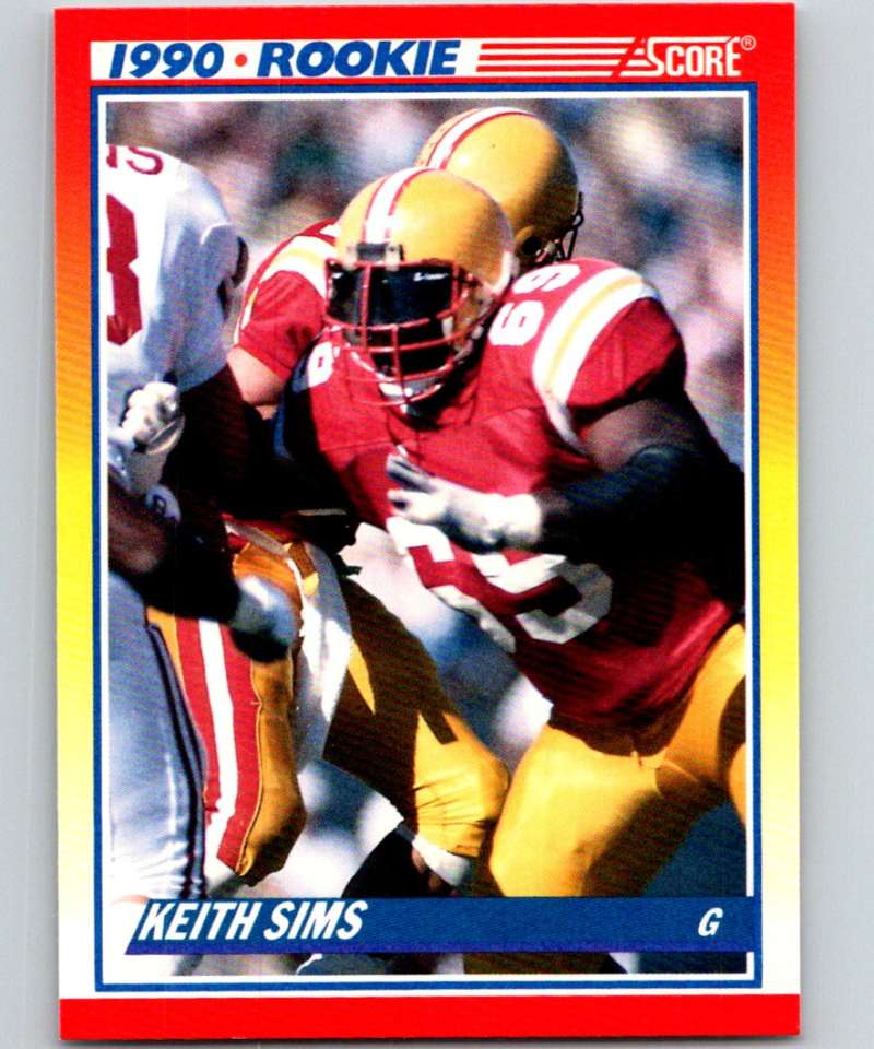 1990 Score #648 Keith Sims RC Rookie Dolphins NFL Football Image 1
