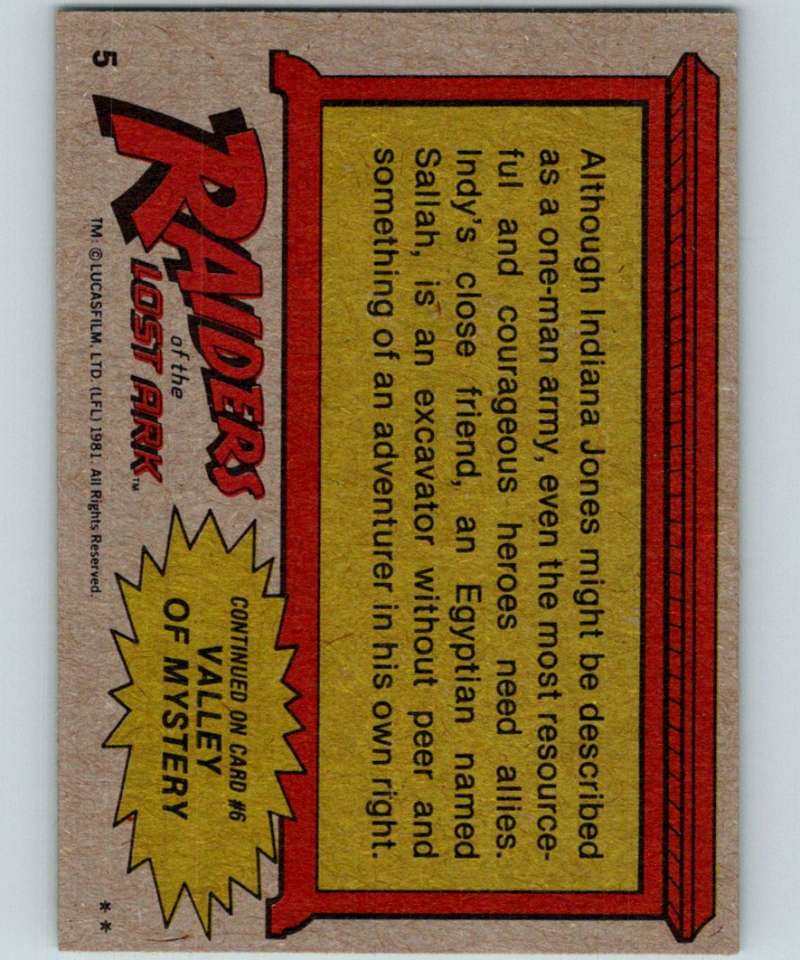 1981 Topps Raiders Of The Lost Ark #5 Sallah Image 2